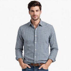 UNTUCKit Men's XL Black White Plaid Wrinkle Free Button-front Long Sleeve Shirt